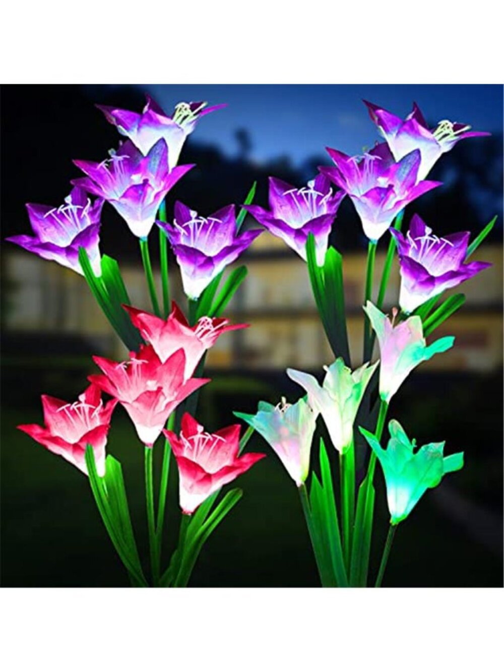 Solar Garden Lights Outdoor Waterproof Color Changing Flower Stake Yard Decor